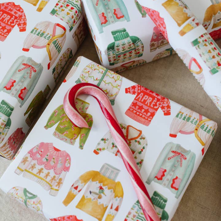 Lana's Shop - Wholesale Wrapping Paper Roll - Holiday Sweater Gift Wrap Roll3