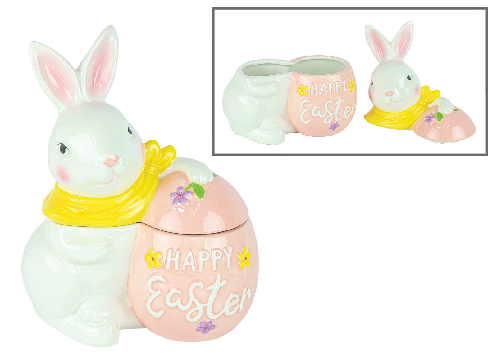 Hanna's Handiworks – wholesale Decorative figurine – Easter Bunny with Egg Canister0