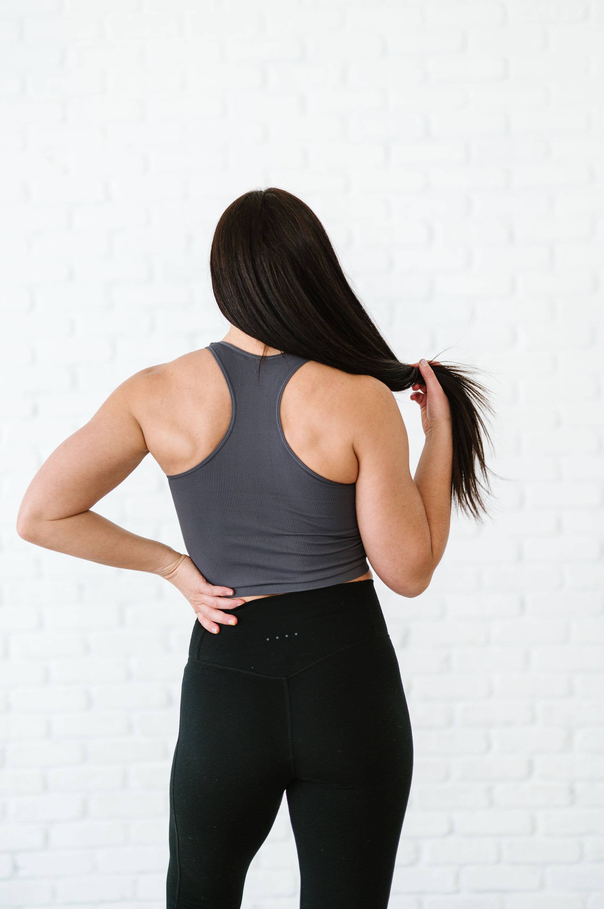 Comfort Cove Clothing - Wholesale Tank Top - Women's - Cropped Racerback - Charcoal2