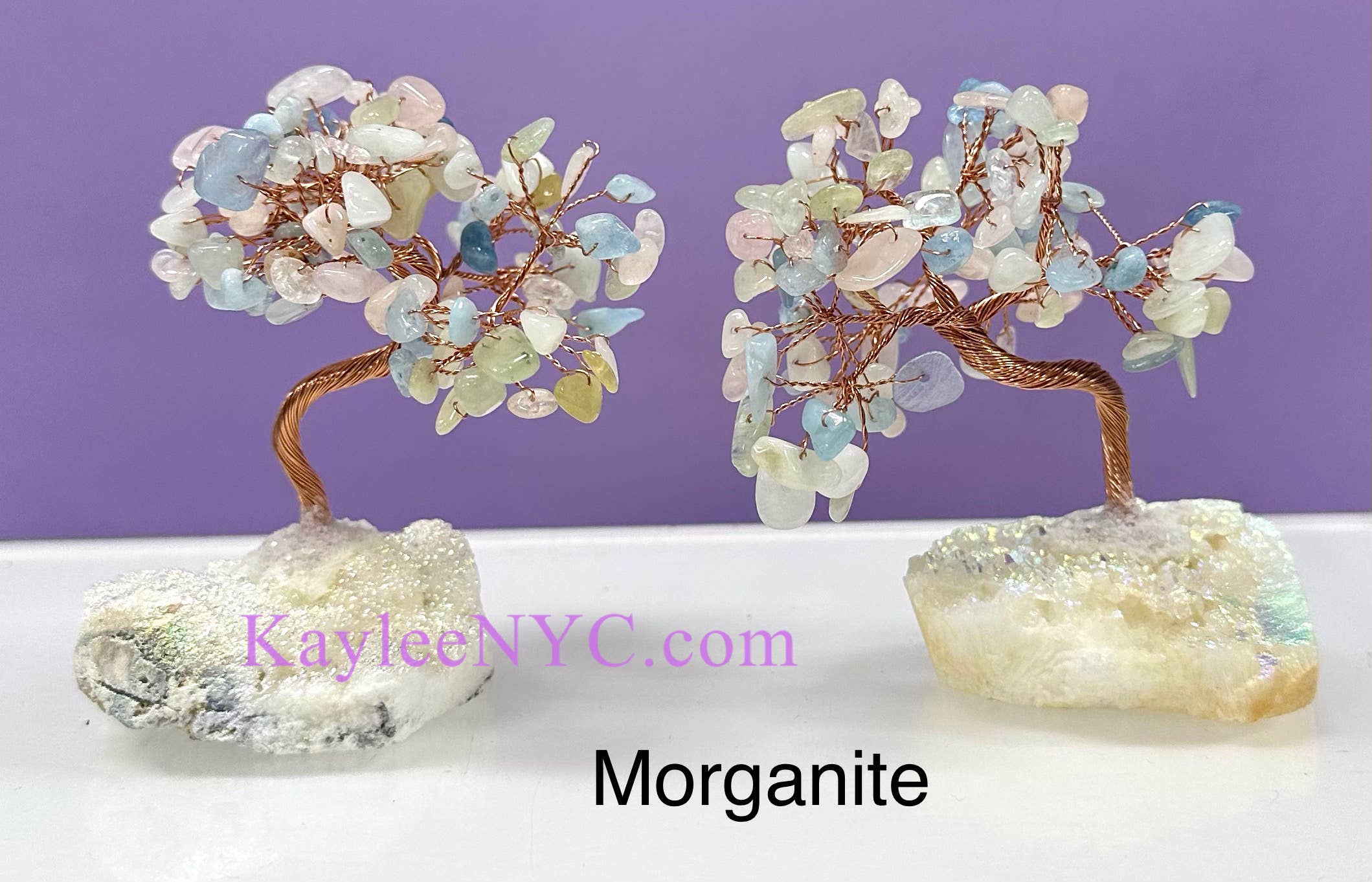 KayleeNYC - Wholesale Spiritual Stone/Crystal - Bonsai Tree with Angel Aura Quartz Cluster Base5
