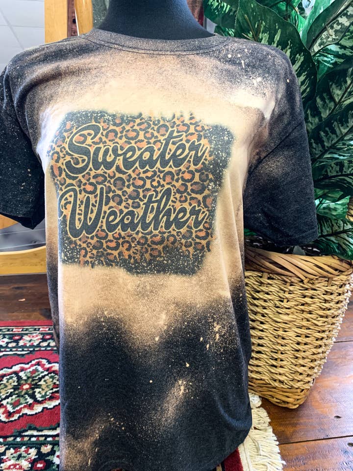 Sweater Weather Bleached Tee Fall 2021 for wholesale by MM Custom Apparel