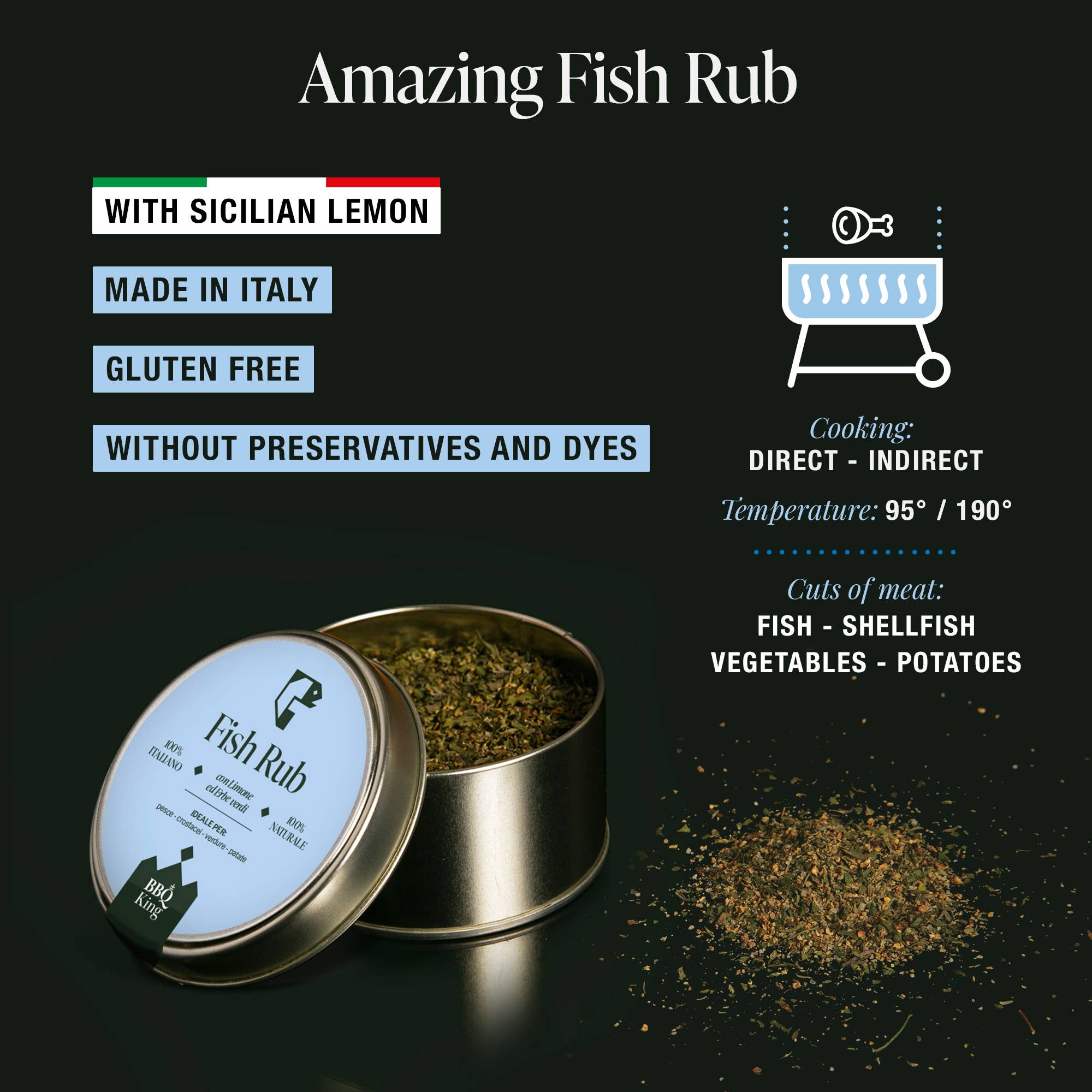 BBQ King - Venta al por mayor Condimentos - Mezcla Fish Rub para pescado 70 g (2,46 oz)3
