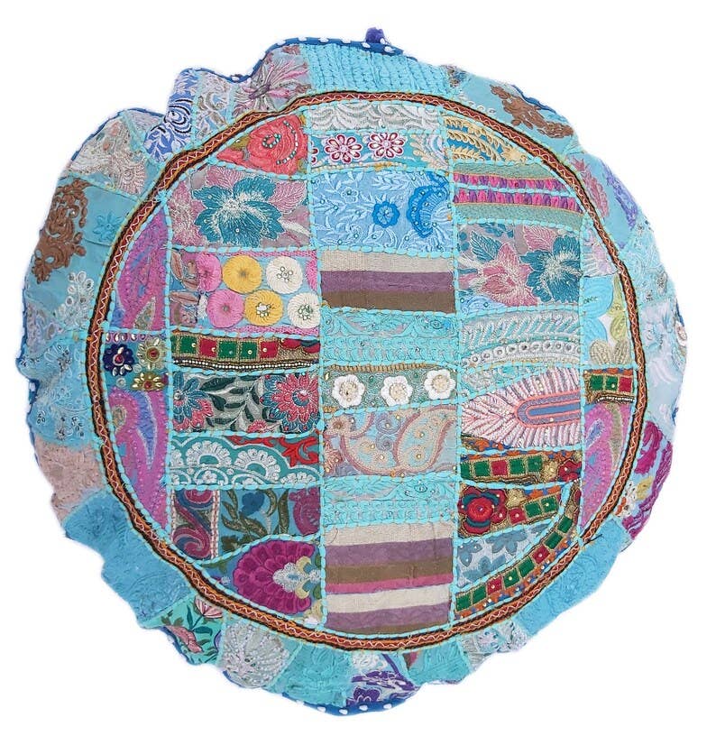Turquesa Capa de almofada de chão grande redonda indiana hippie para decoração de casa para venda a revendedores na Faire