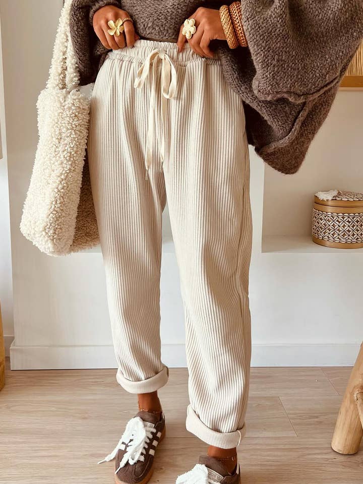 FULL TIME PURCHASE - Wholesale Pants - Women's - Drawstring Elastic Waist Casual Corduroy Pants1
