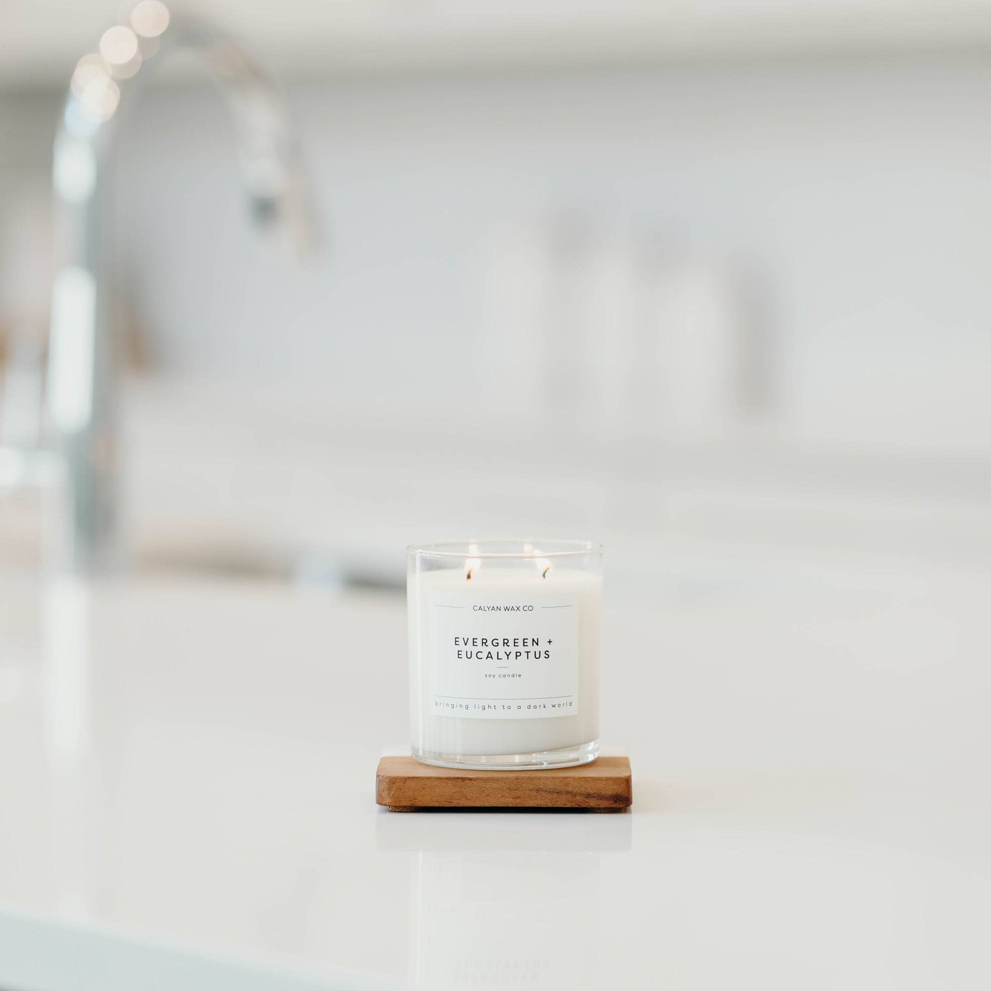 Calyan Wax Co. - Wholesale Jar/Filled Candle - Evergreen + Eucalyptus - Glass Tumbler Soy Candle4