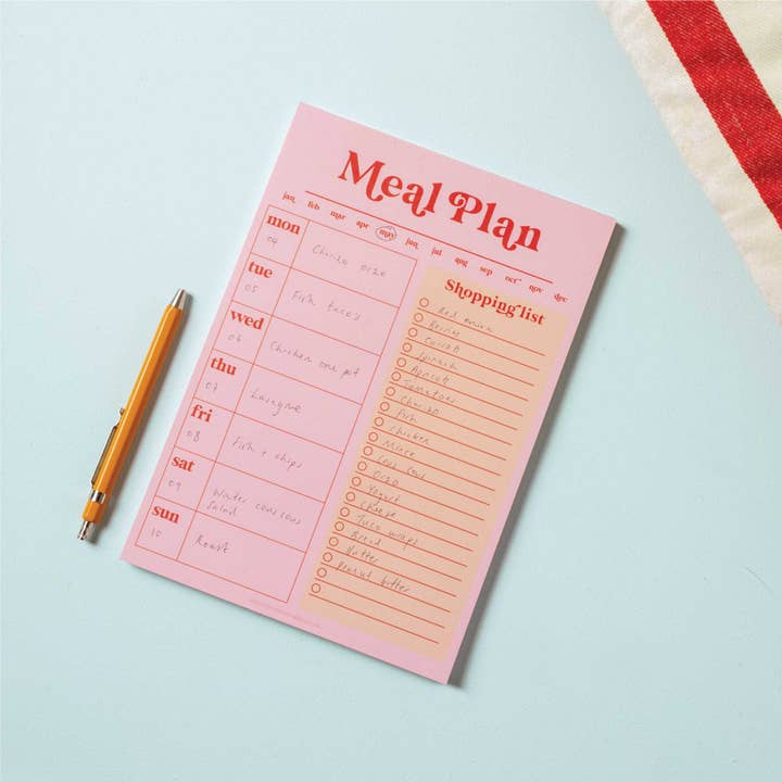 Good Tuesday (Once Upon a Tuesday) β wholesale Planner β Weekly Meal Planner & Shopping List Pad A5 | Pink & Red3