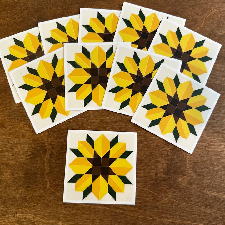 Sweet Love Adornments - Wholesale Phone & Laptop Stickers - Sunflower Barn Quilt Pattern Vinyl Sticker