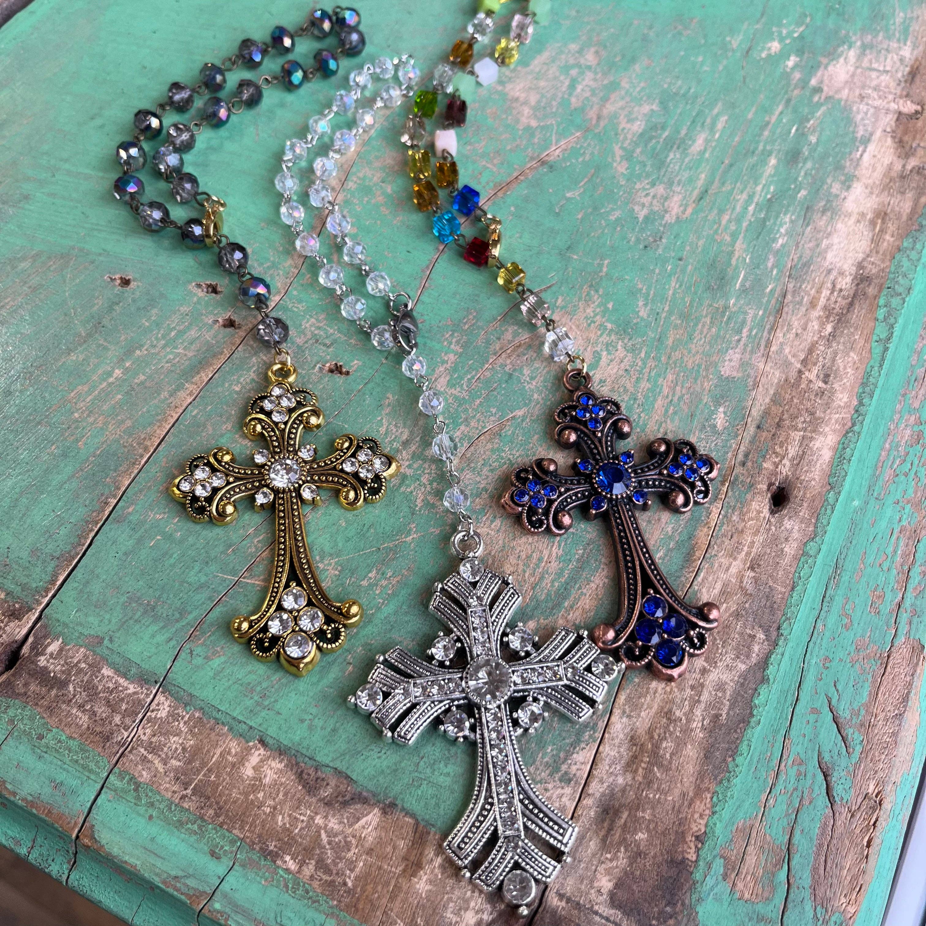 Love and Honor Jesus LLC - Wholesale Car Decorative Charm - Unisex - Jeweled Cross Car Blessing2