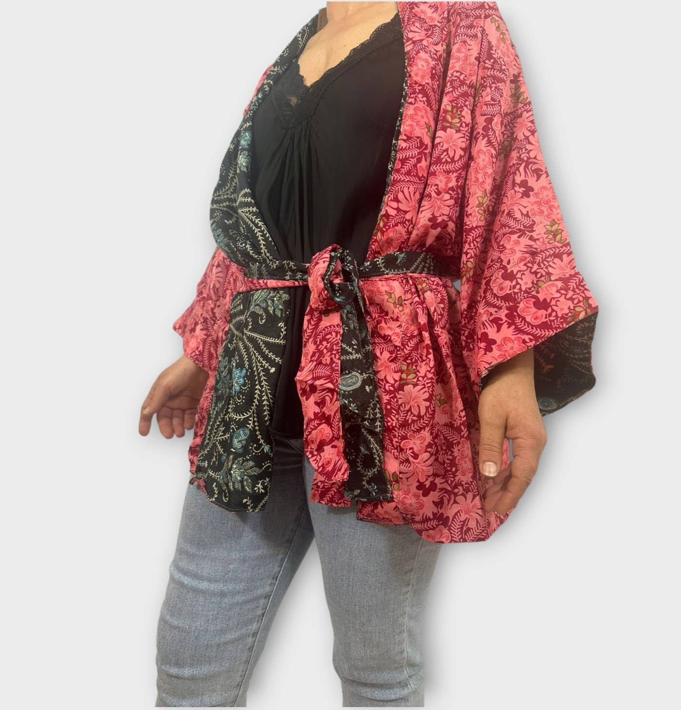 Nola by bijusol - Venta al por mayor Kimono - Mujer - Chaqueta kimono reversible de seda0