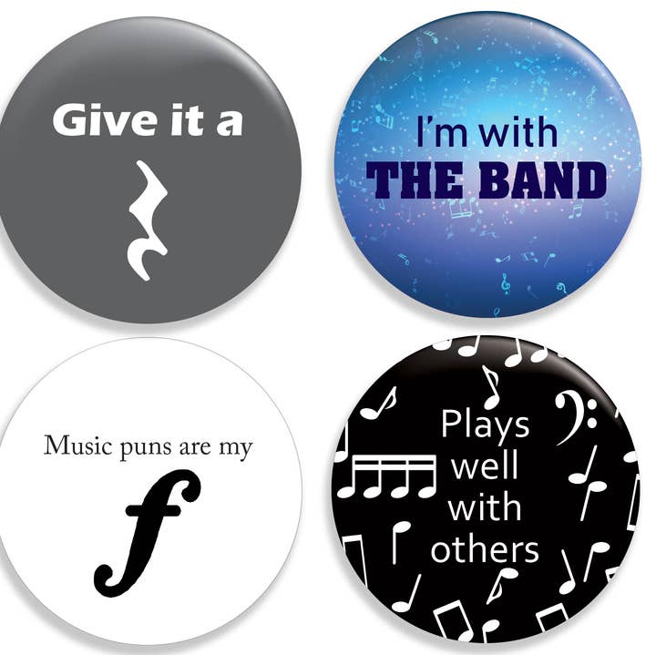 Great North American Button Emporium - Wholesale Lapel Pin/Button - Music-Themed Button Four-Pack0