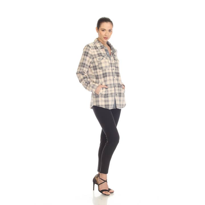 WHITE MARK – wholesale Buttoned-down shirt – Women's – Women's Flannel Plaid Shirts4
