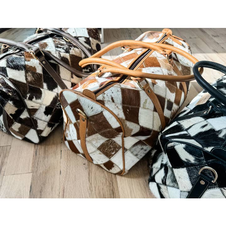 Boho Ranch Shop - Wholesale Weekender Bag - Women's - BOHO LUXE DUFFLE Weekender Leather HairOn Cowhide Travel Bag12