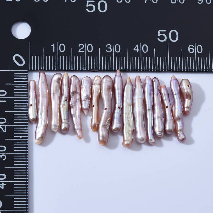 Beads Creation – wholesale Beads – Center Drill Bar Pearl Freshwater Pearls, Biwa Pearl, FWP0104