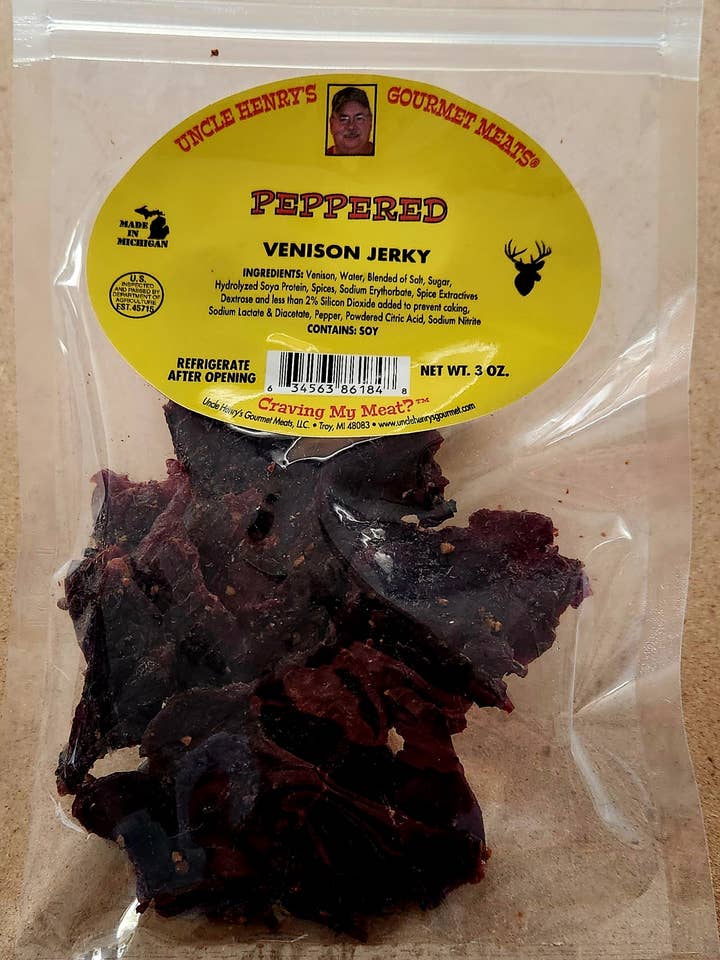 Venison Peppered Jerky for engroshandel hos uncle henrys gourmet meats