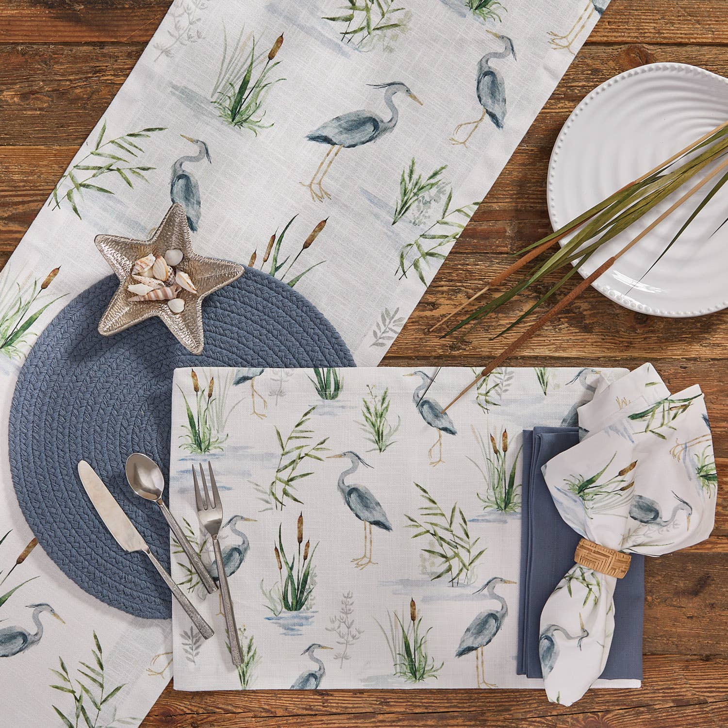 Split P - Wholesale Table Runner - Blue Heron Table Runner 54" L1