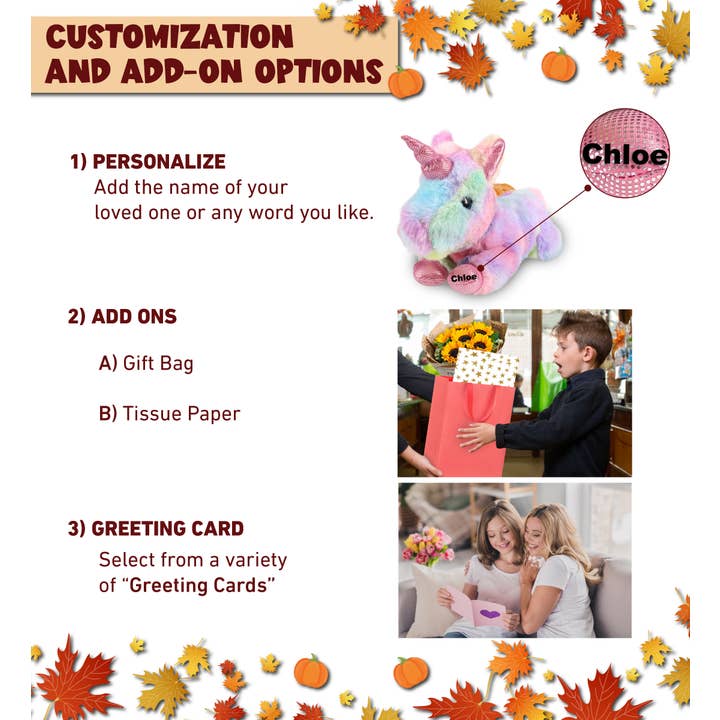 Cota Global - Wholesale Stuffed/Plush Toy - Kids & Baby - Plush Pumpkin - Cotton Candy Plush - Sunday Rainbow Unicorn