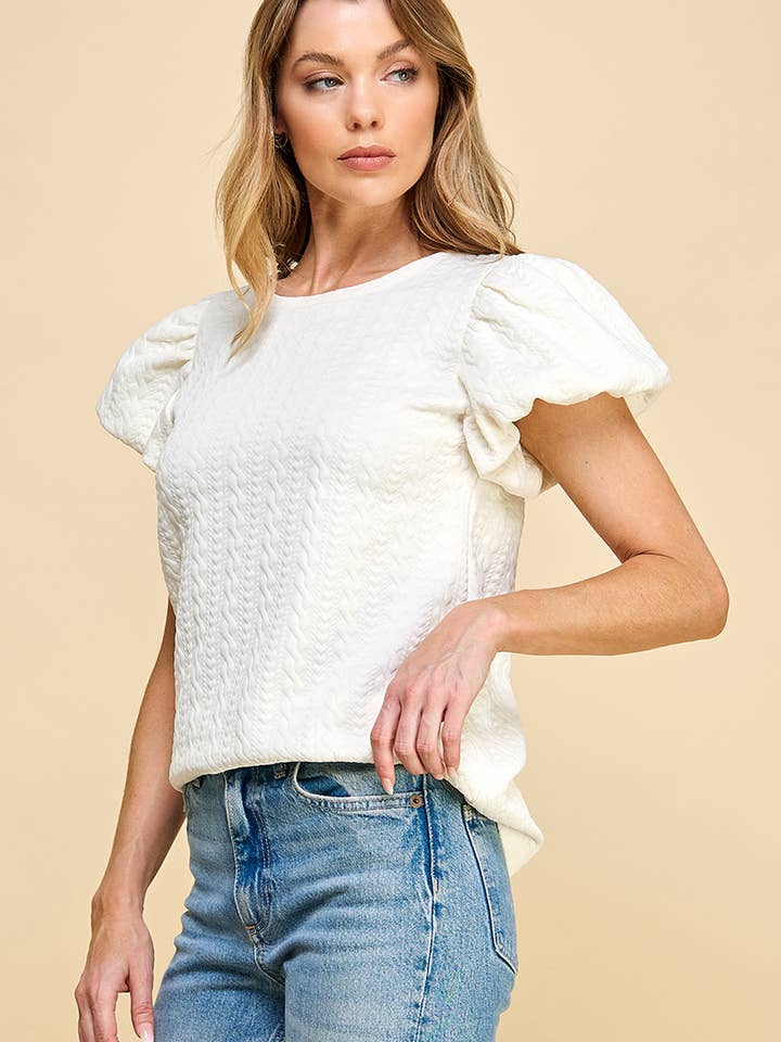 Textured Puff Sleeve Top for wholesale by AIBLEE