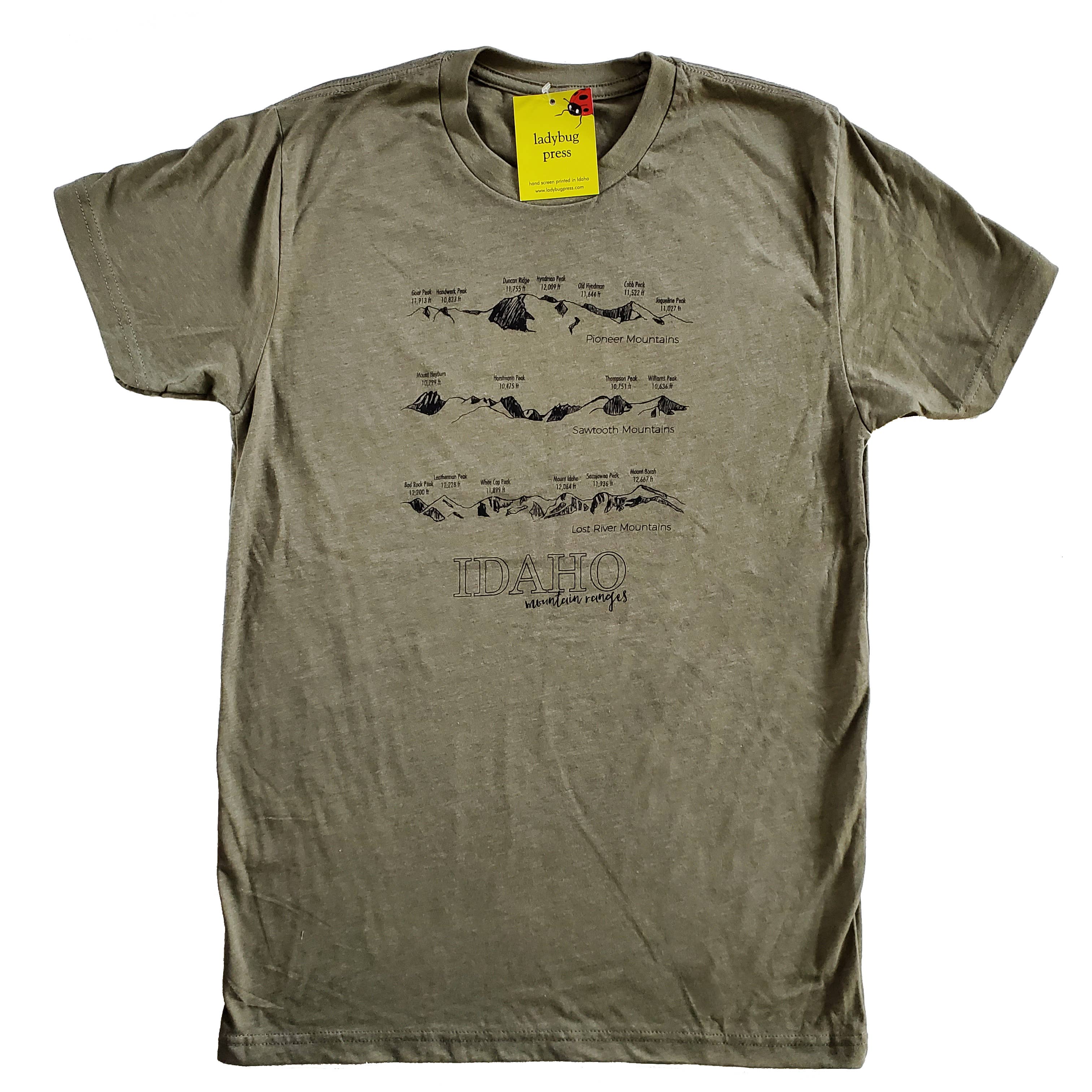 Ladybug Press - Wholesale Screen Printed T-Shirt - Unisex - Idaho Mountain Ranges T-shirt3