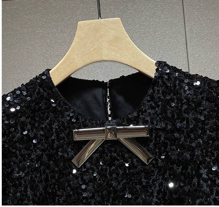 Zwart DR856Y Elegante Pailletten Korte Mouw Aansluitende Jurk voor Vrouwen 20 voor groothandel op Faire2