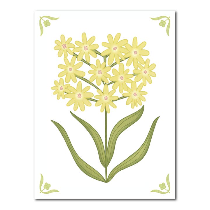 Carreau décoratif avec des fleurs jaune-vert pour la vente par Studio Kvinna