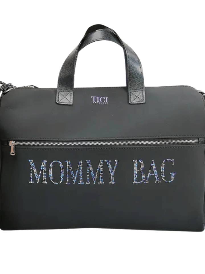 Mommy Bag Rose model | Black stroller bag for wholesale by TICI Handmade