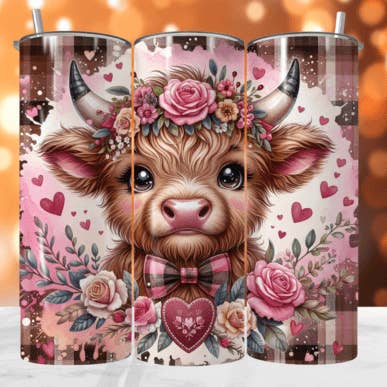 SubliMasterUK – wholesale Insulated mug/tumbler – Highland Cow / Handmade Tumbler Stainless Steel -20 OZ/ With Straw.10
