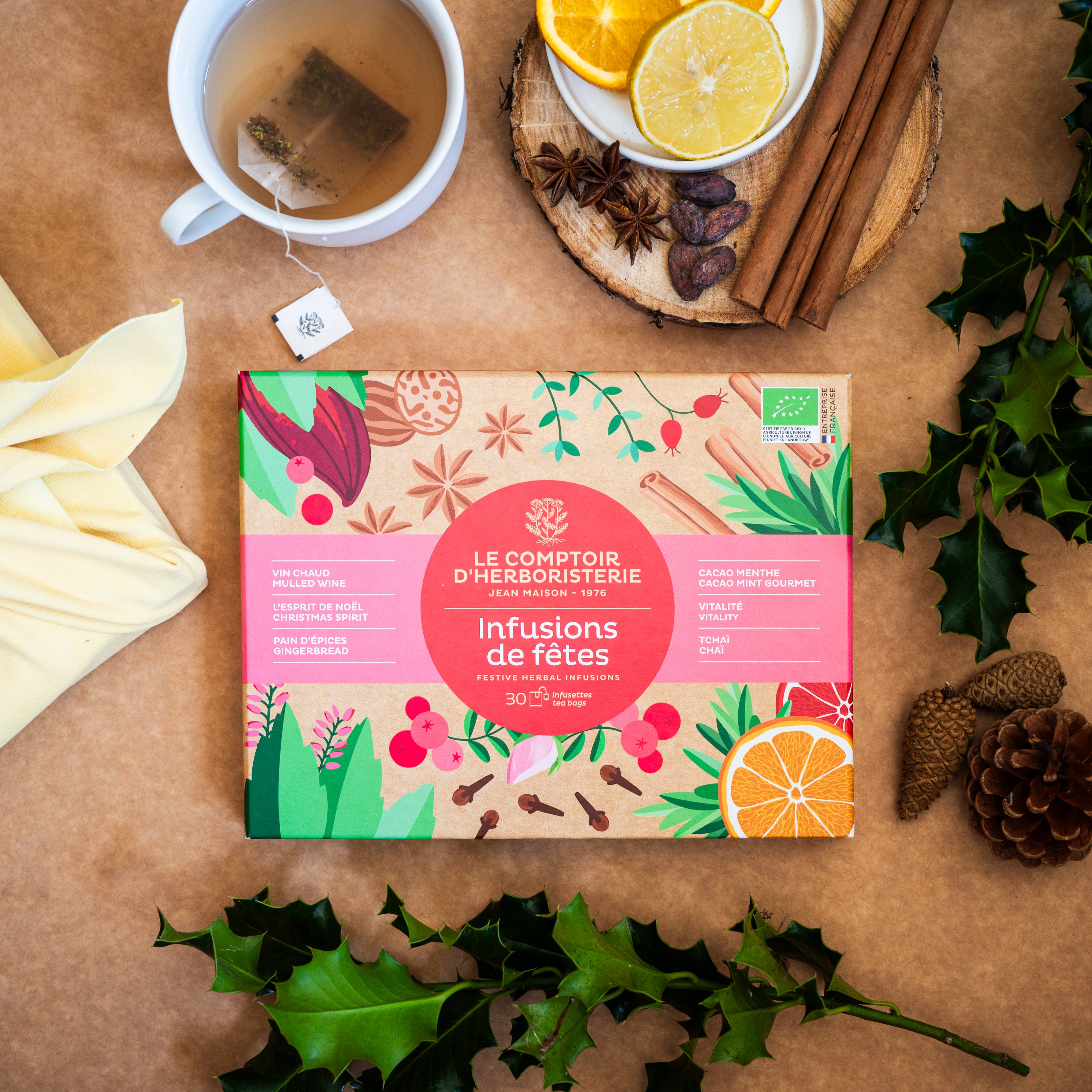 LE COMPTOIR D'HERBORISTERIE - Vendita all'ingrosso Tisane salutari e depurative - COFANETTO 6 INFUSI FESTIVI 30 FILTRI BIO1