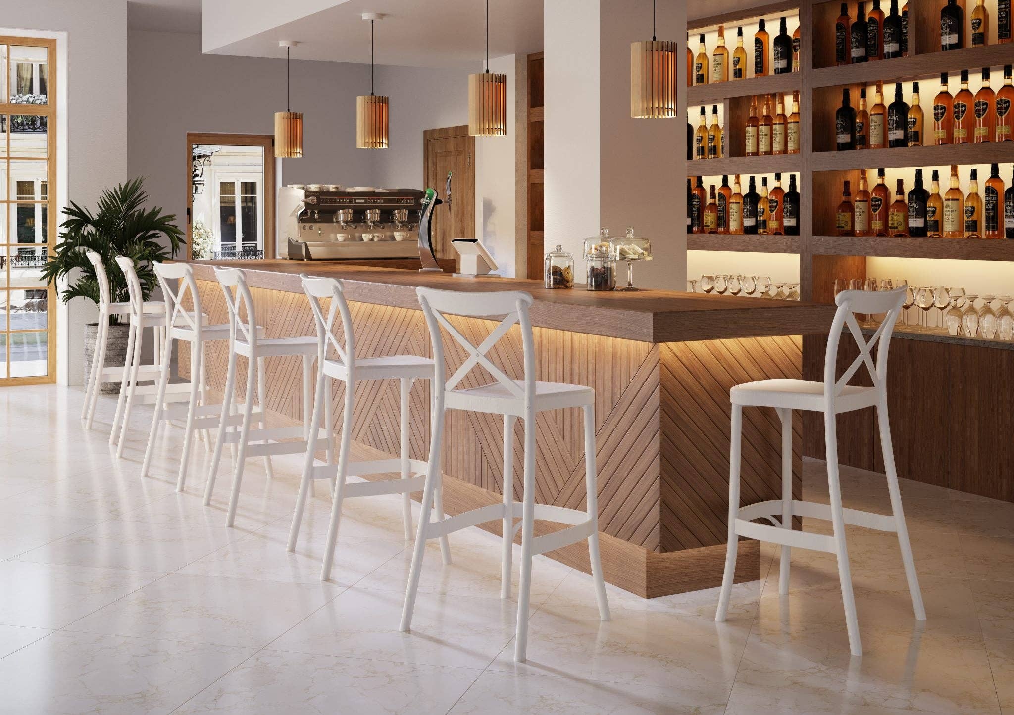 Casual Decore - Wholesale Stool - Patio Crossback Barstool 30" Commercial Grade - Box of 48