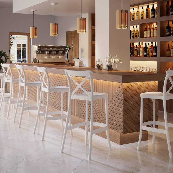 Casual Decore - Wholesale Stool - Patio Crossback Barstool 30" Commercial Grade - Box of 48