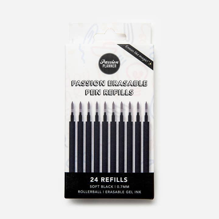 Recambios para bolígrafos borrables Passion, color negro suave (24 unidades) para venta al por mayor de Passion Planner