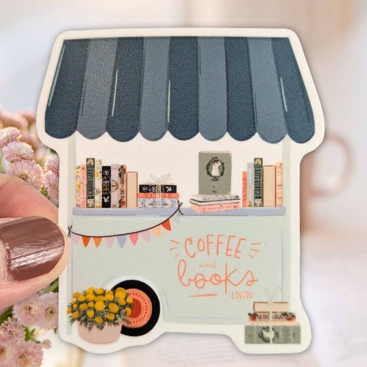 Elegance Create - Wholesale Sticker - Coffee and Books Cart Sticker1