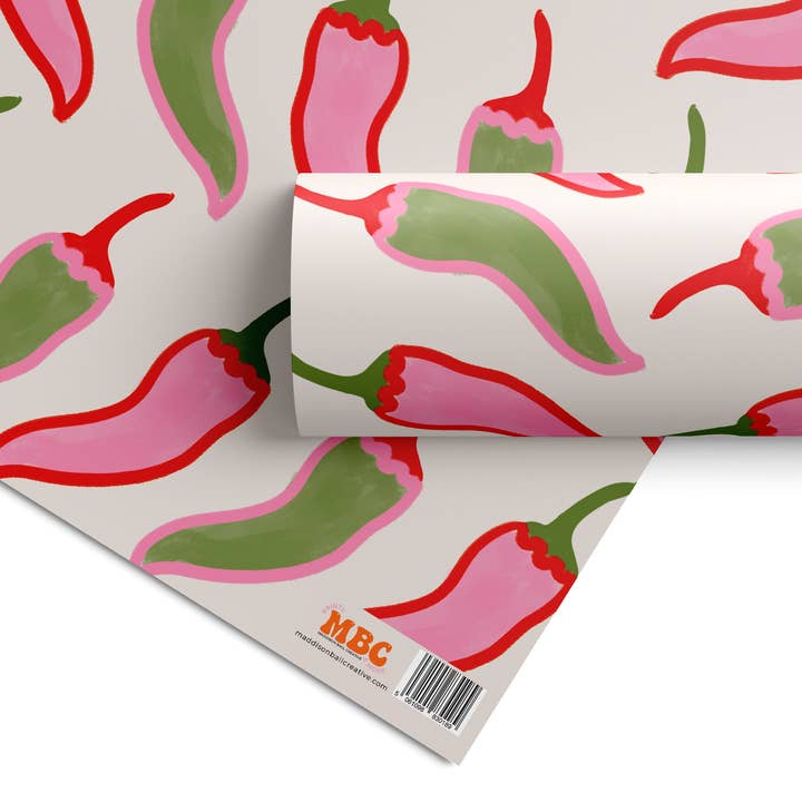 Chilli Pattern Gift Wrap for wholesale by Maddison Ball Creative