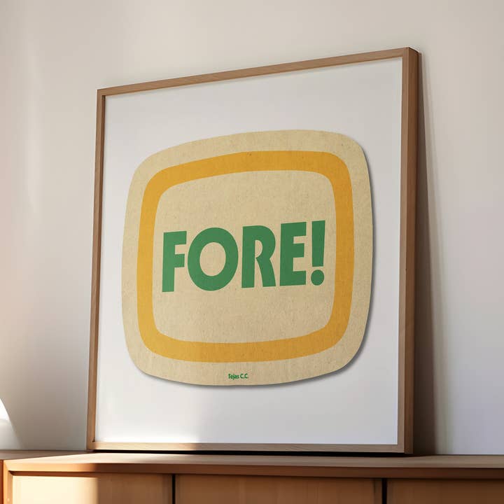 Retro Fore! Golf Coaster Art Print for wholesale by Tejas Country Club