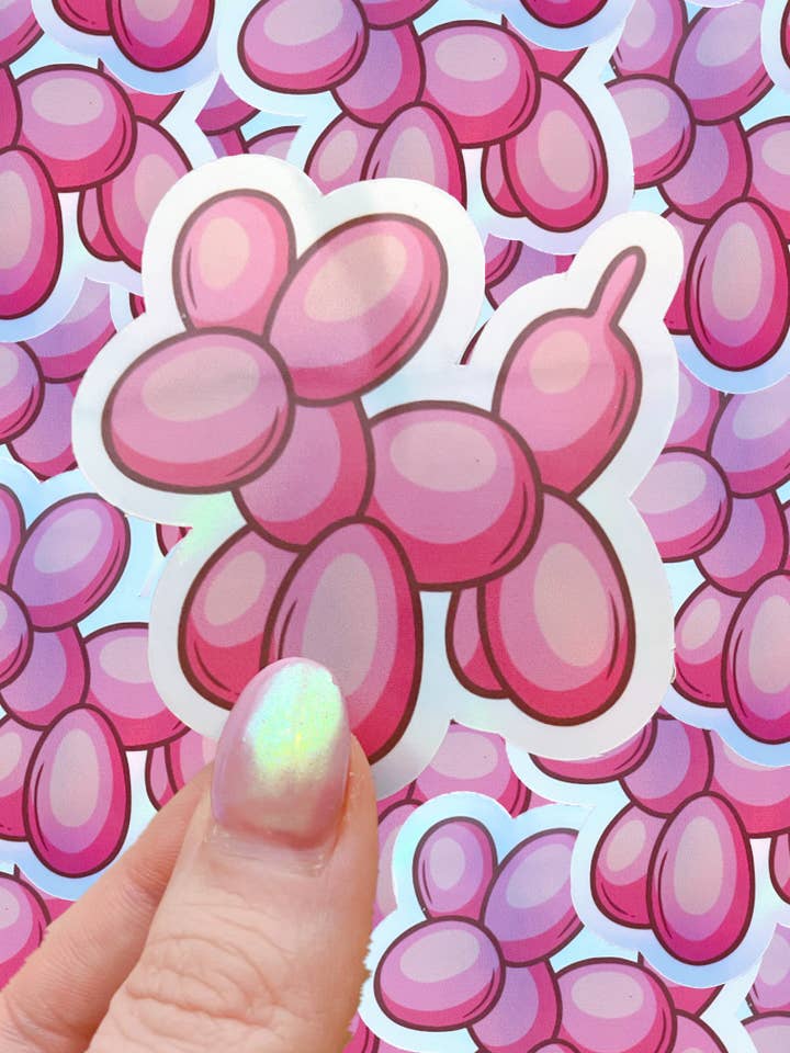 Holographic balloon animal waterproof sticker for wholesale by Typo Lettering Co