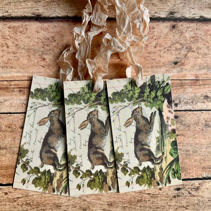 Beautiful Gift Tags Running Rabbit - Single or Pkg/3 for wholesale by RiverHaus