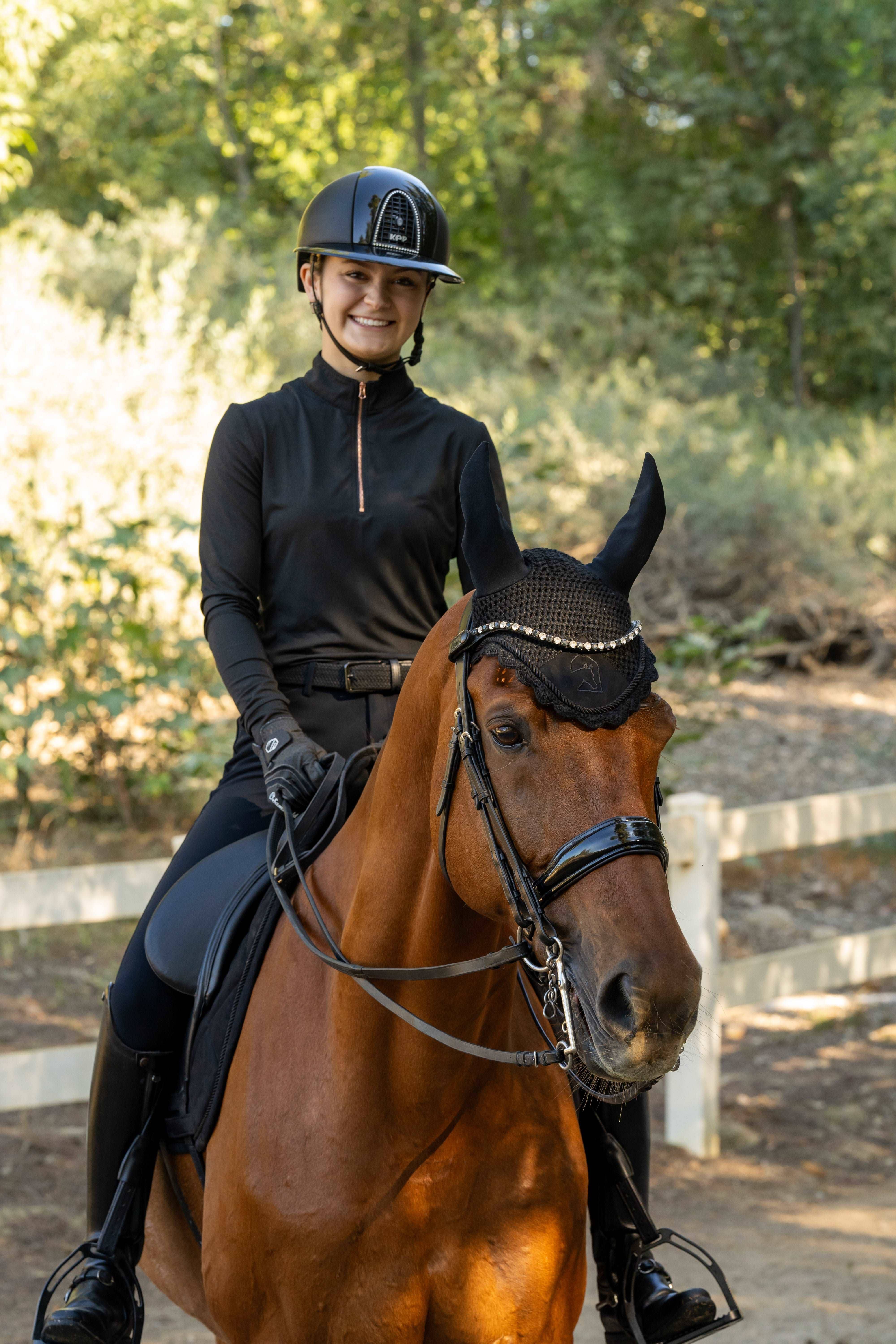 Equestrian Artisans - Wholesale Athletic Top - Women's - Black and Rose Gold Women's Equestrian Sun Shirt2