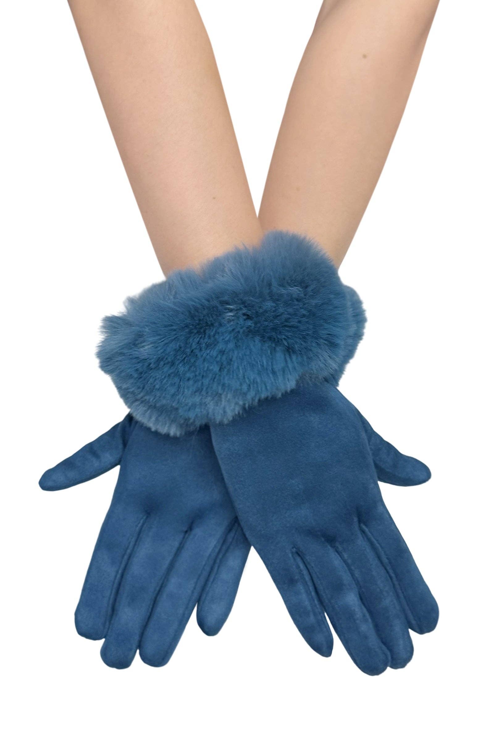 Fashion Scarf World - Venta al por mayor Guantes - Mujer - Guantes de ante con pantalla táctil y ribete de piel sintética9