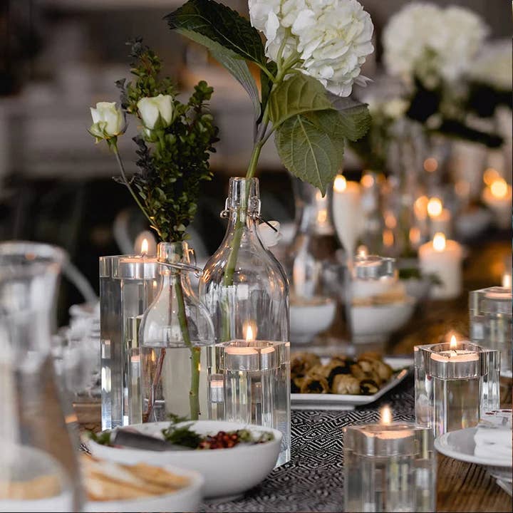 Kiyo Home - Wholesale Candle holder - Square Glass Candle Holders 4-Piece Set2