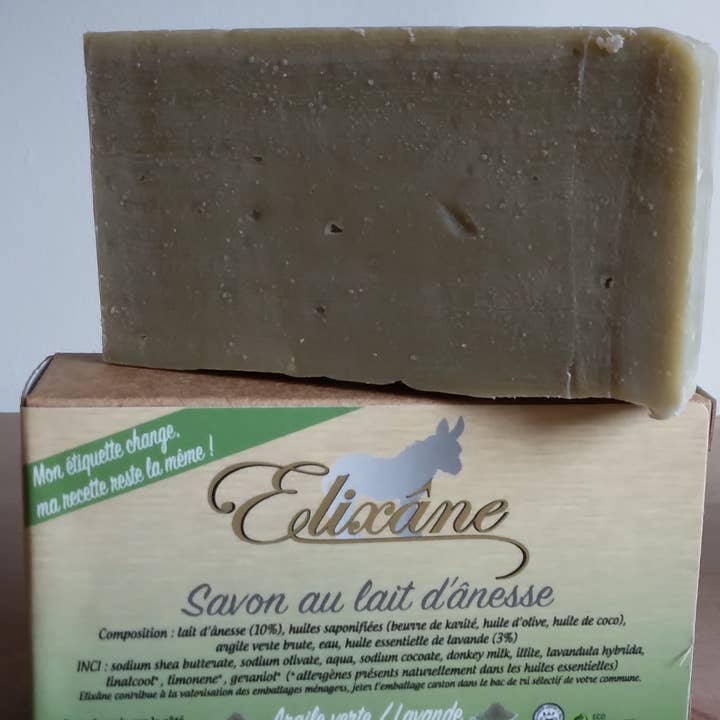 Elixâne – Großhandel Feste Seife – Eselsmilchseife (10%) Green Clay - Lavendel