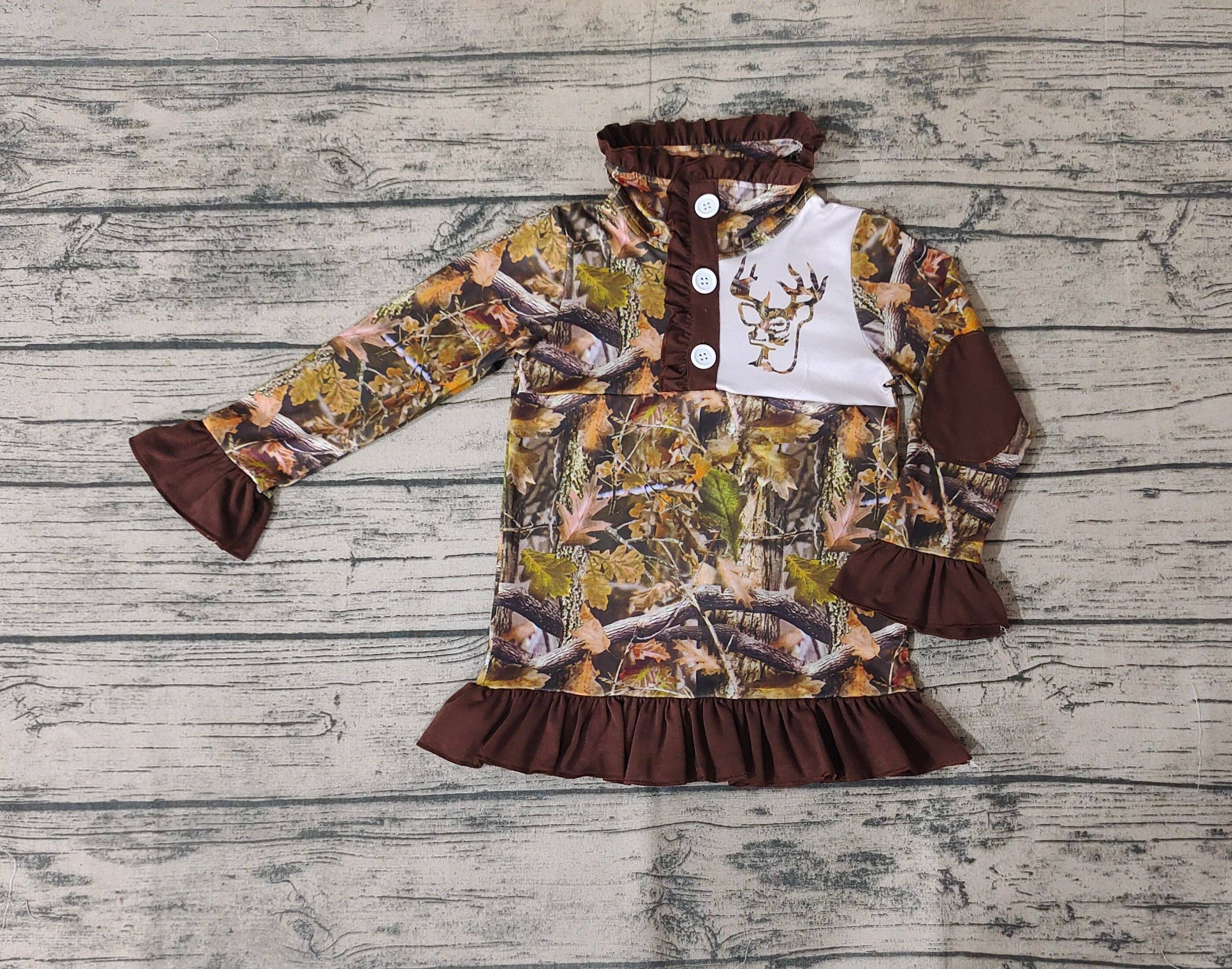 Aier Wholesale - Vente T-shirt – enfant - Vestes à volants pour la chasse au cerf en camouflage pour petites filles1