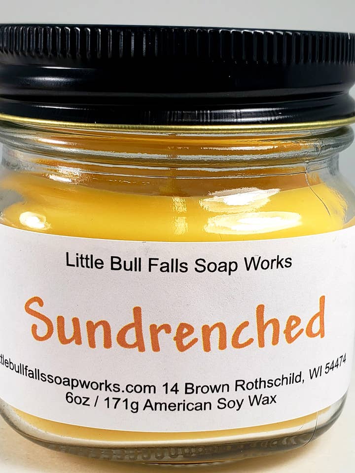 Vela en tarro Mason Jar de cera de soja bañada por el sol para venta al por mayor de Little Bull Falls Soap Works