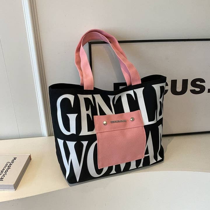 UZ Wholesale Store – Engroshandel Tote bag - Dame – Brevtryk lærred skuldertaske med stor kapacitet