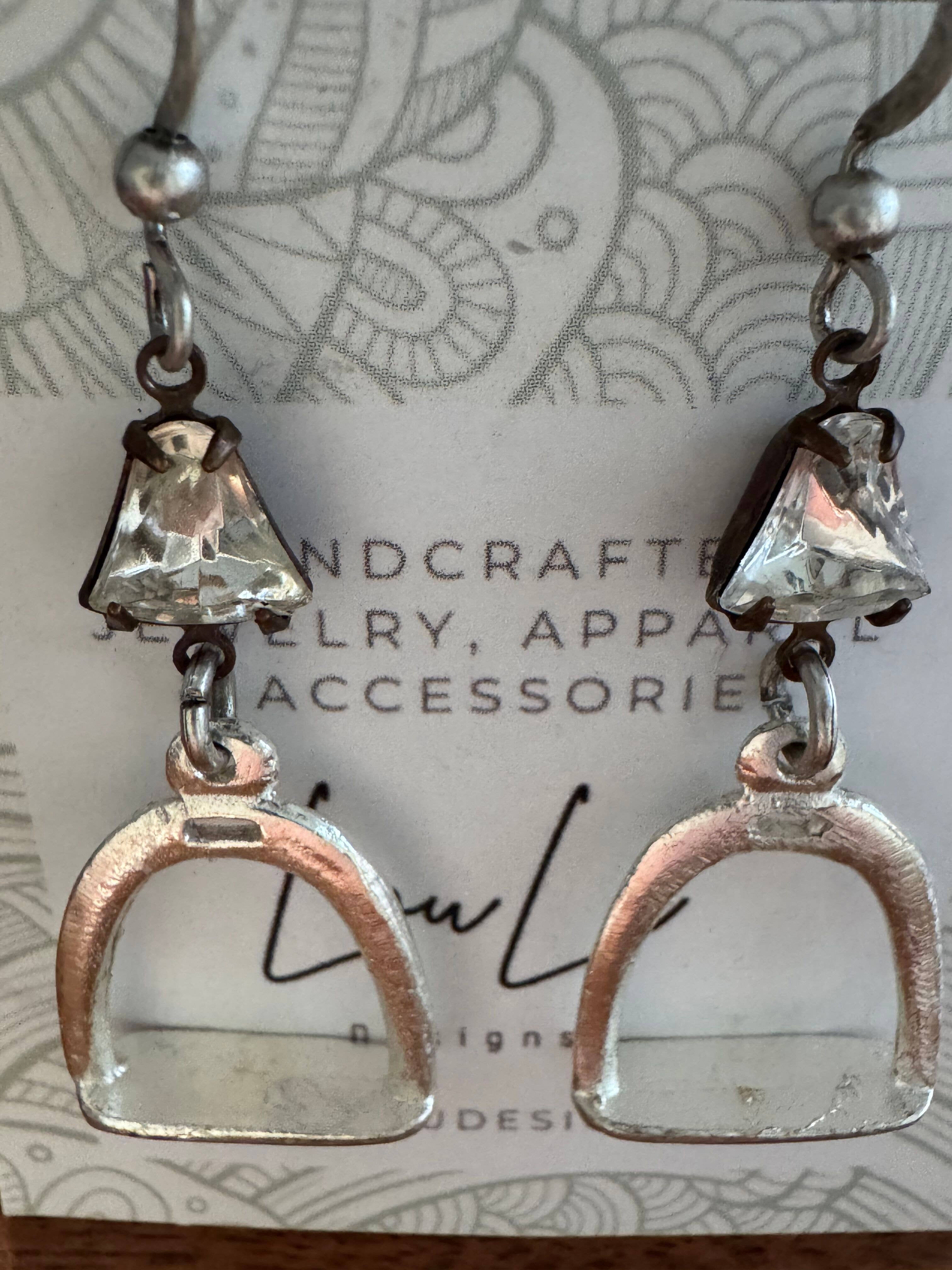 Loulu Designs - Wholesale Dangle Earrings - Ride On Stirrup Sparkle Earrings1
