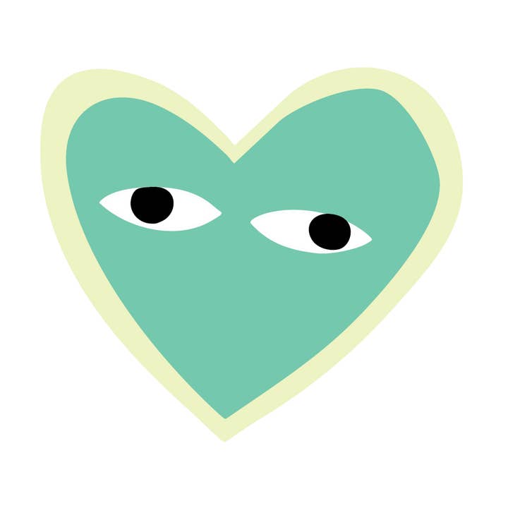 Green Turquoise Heart sticker for wholesale by Power and Light Press