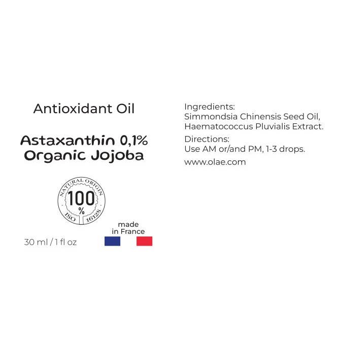 Olae Made in France - Wholesale Facial Oil - Astaxanthin 0.1% in Jojoba , antioxidant oil3