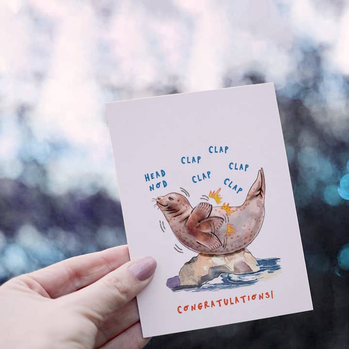 Liyana Studio - Wholesale Congratulations Card - Claps Congrats Seal OF Approval - Funny Congratulations Card