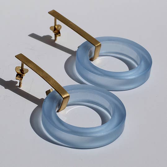 CIRCLE SOULBOTTLE INDIGO long earrings for wholesale by Beira