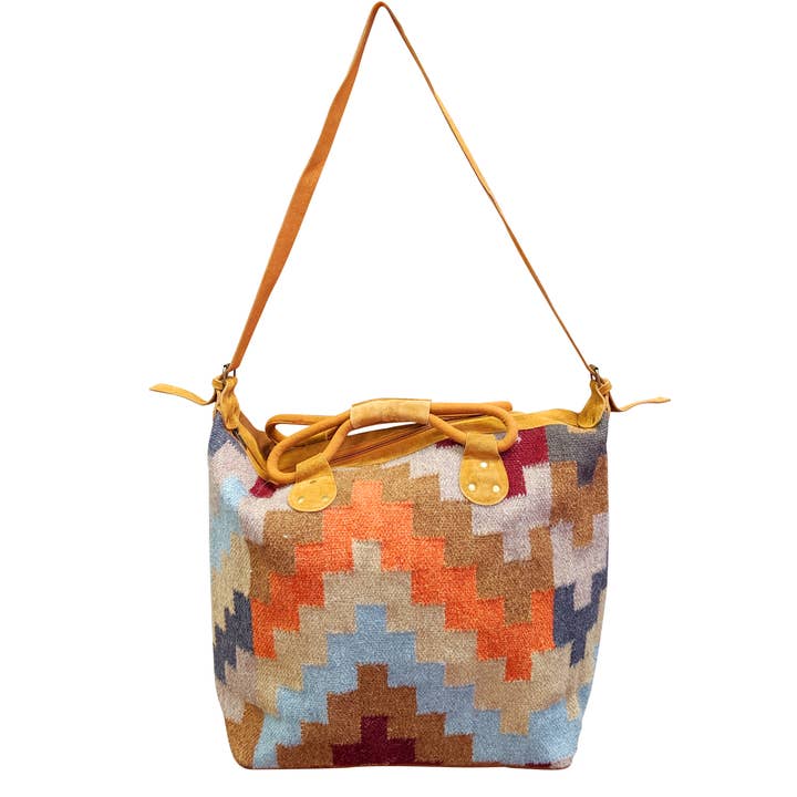 Chloe & Lex - Wholesale Crossbody Bag - Women's - Fall Geo Tote High Quality Cotton Women's Crossbody Bag