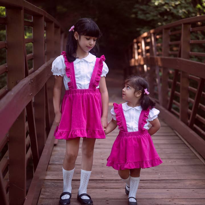 Pink Corduroy Pinafore Skirt Toddler Girls Valentine's for wholesale by Strawberry Jam Kids