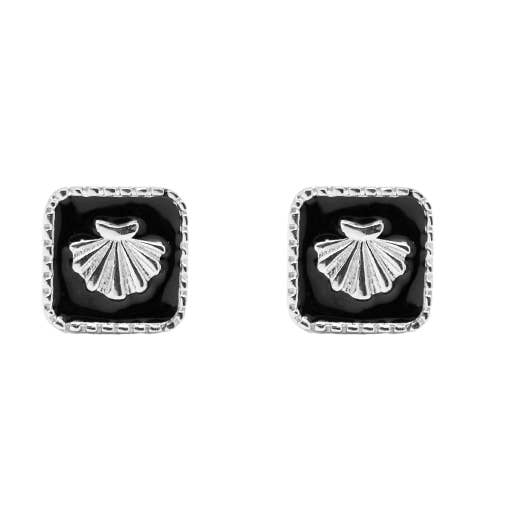 B.O. Concha de Madrepérola Caminho de Santiago Prata 925 e Esmalte Preto por atacado de TALISMAN JEWELLERY (D&Fidanverdi, S.L.)